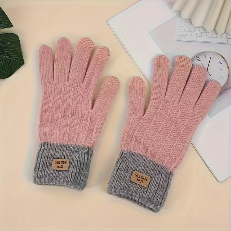 Gant femme rose en cachemire épais, tactile
