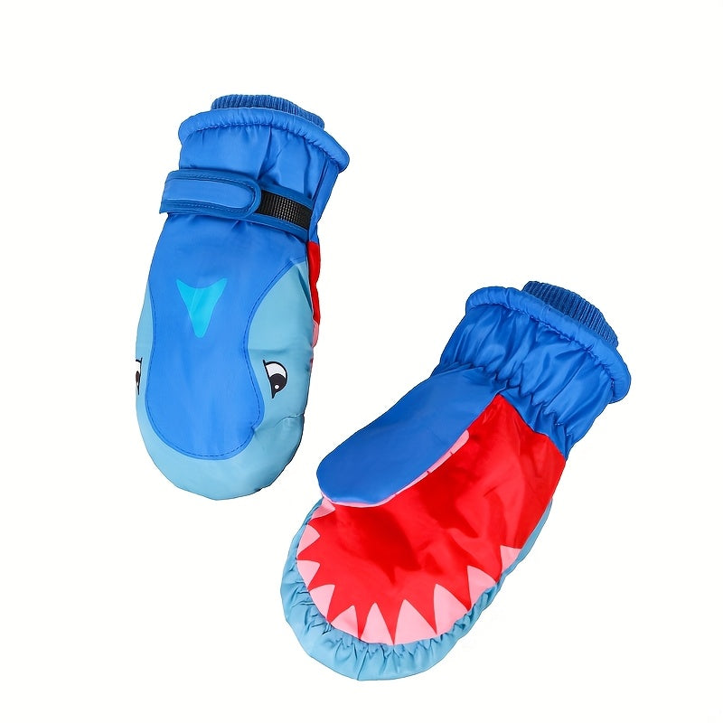 Gants de ski enfant motif requin, vue détail