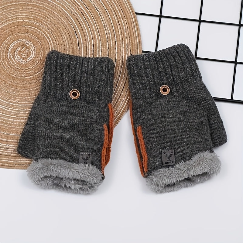 Mitaines tricotées gris foncé, lot de 2 paires