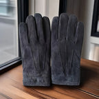 Gants homme en cuir daim noir