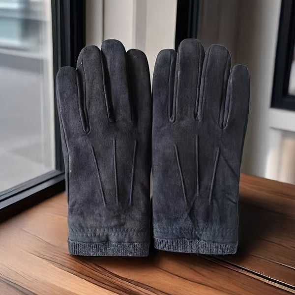 Gants homme en cuir daim noir