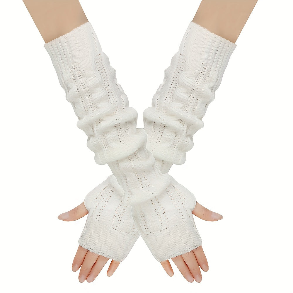 Mitaine femme longue coloris blanc