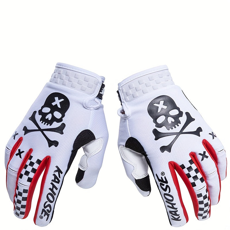 Gants de vélo, motif tête de mort