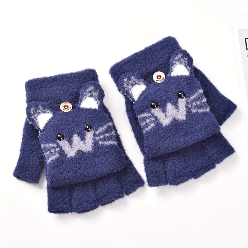 Mitaines enfant coloris bleu marine, motifs mignons