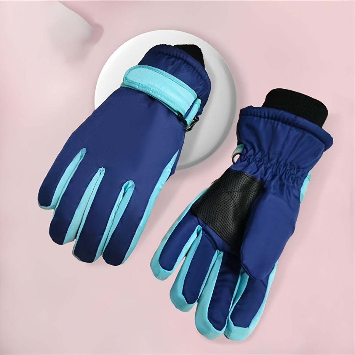 Gants enfant coloris bleu-vert