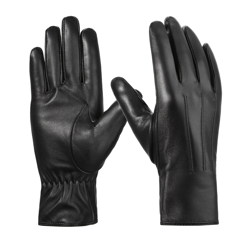 Gants cuir femme, coloris noir, paume renforcée visible