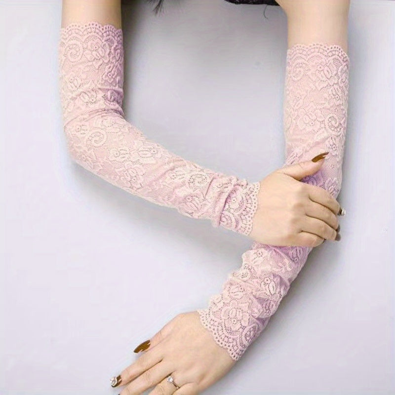 Mitaine femme dentelle coloris pourpre