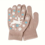 Gants enfant coloris kaki, tricot extensible