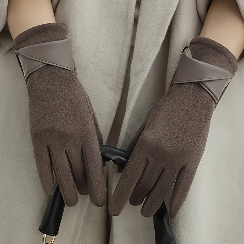 Gants femme blancs coupe-vent, bande croisée au poignet