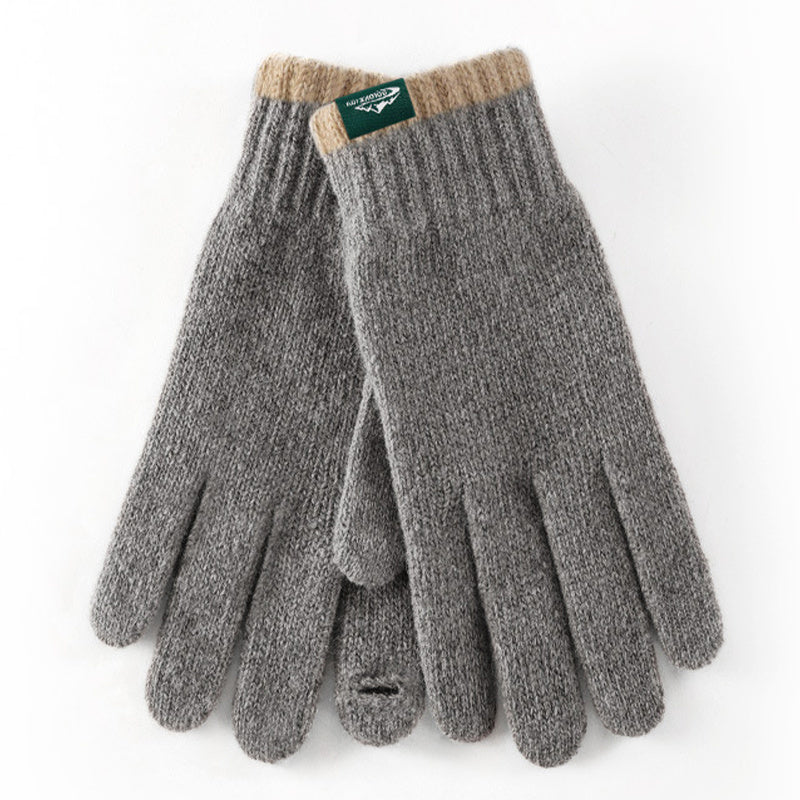 Gant femme gris en laine, coupe-vent et tactile