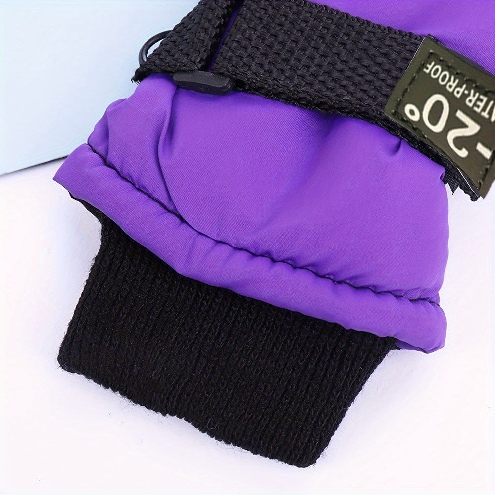 Gants de ski enfant violet, gros plan sur la paume renforcée