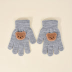Gants enfant coloris gris clair, tricot extensible