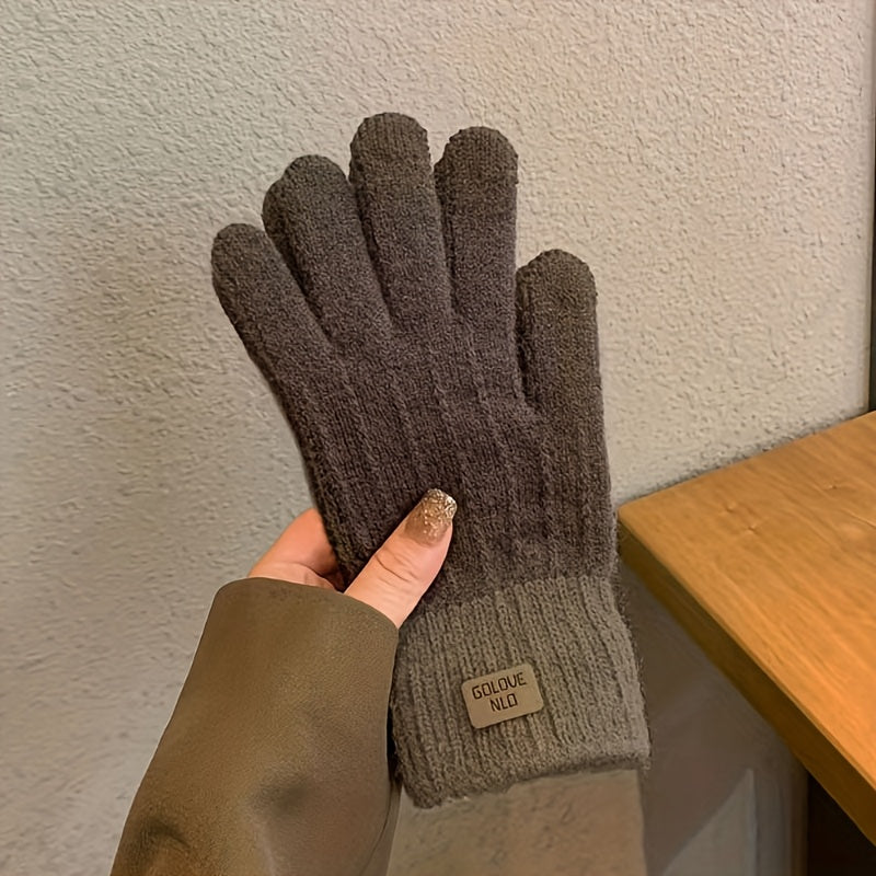 Gant femme café en cachemire épais, tactile