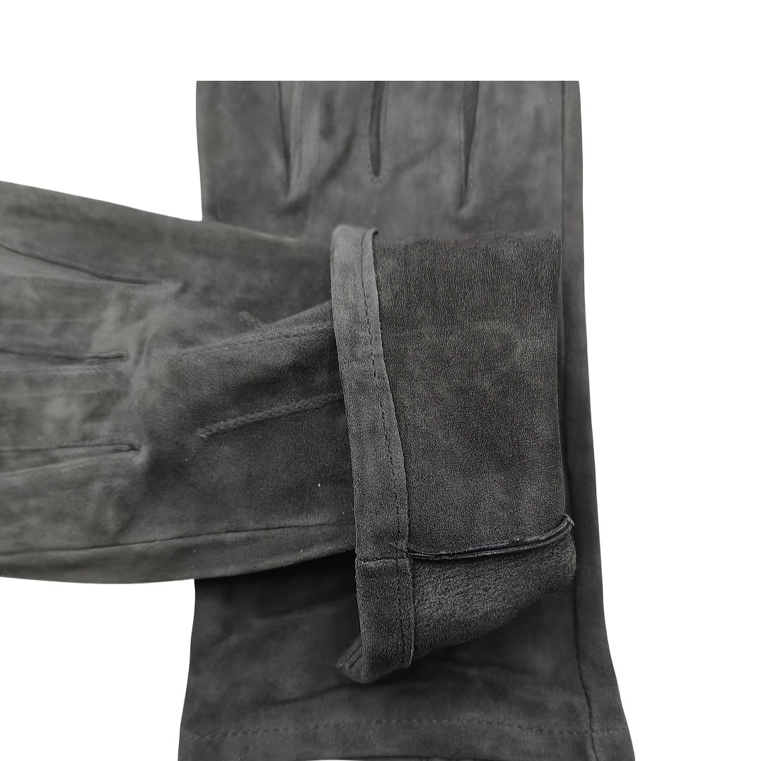 Gants homme cuir gris, vue détail
