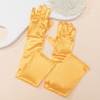 Gants longs femme satin, vue de dos