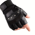 Gants demi-doigts cuir, vue détail