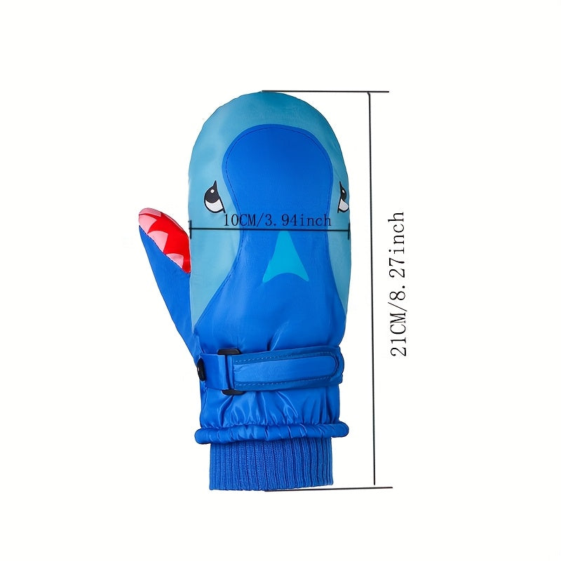 Gants de ski enfant motif requin, vue détail