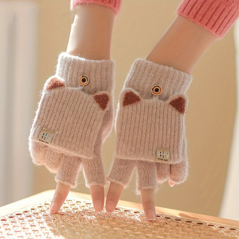 Mitaines enfant oreilles de chat, vue détail
