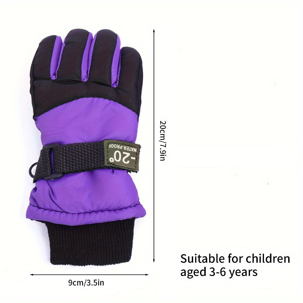 Gants de ski enfant violet, taille 3-6 ans avec mesures