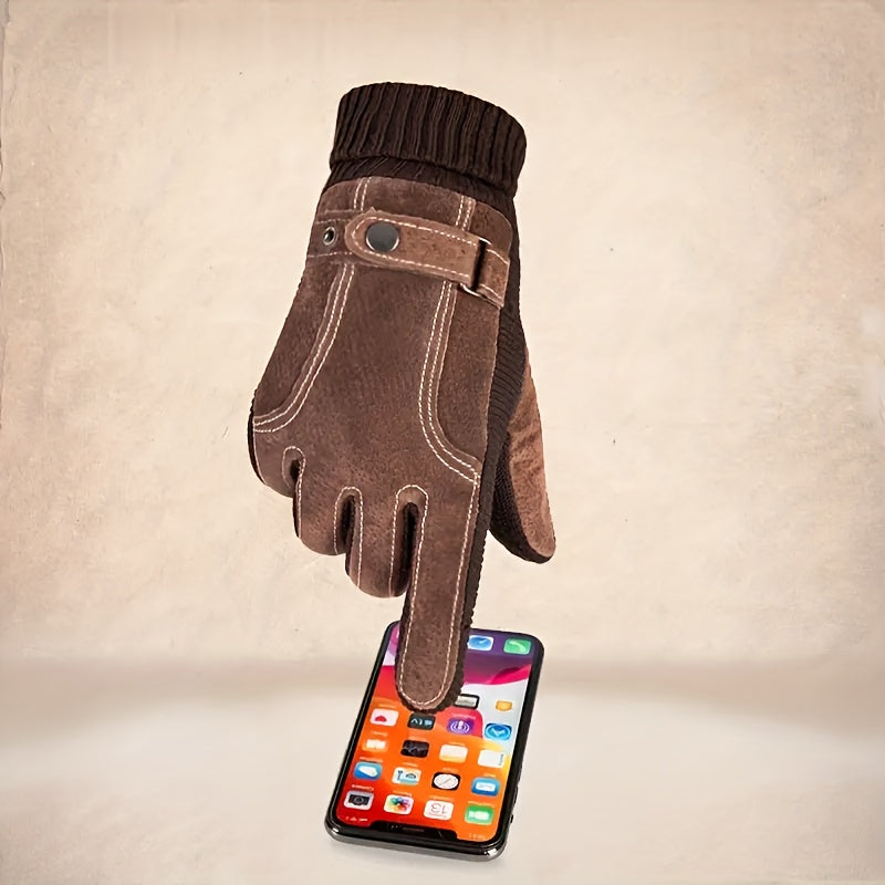 Gant homme aspect daim, utilisation d'un smartphone
