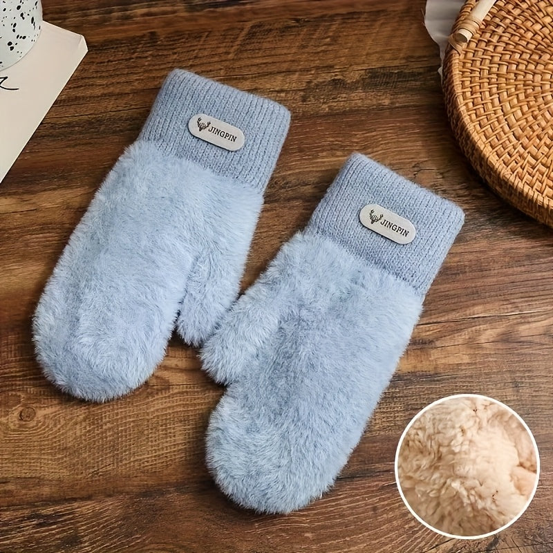 Moufle femme bicolore bleue