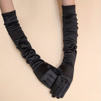 Gants longs femme satin coloris noir