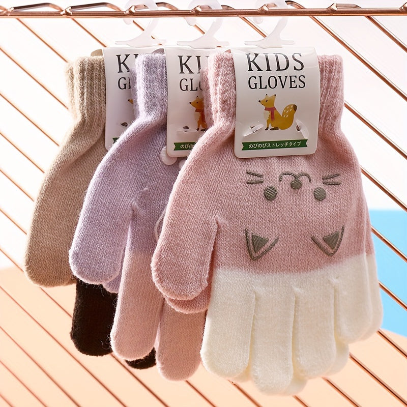 Gants enfant tricotés, détail du tricot