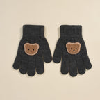 Gants enfant coloris gris foncé, tricot extensible