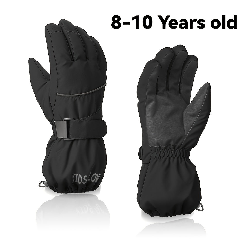 Gants enfant noirs, taille 8-10 ans, vue de face et de la paume