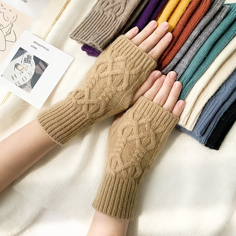 Mitaine femme tricot, détail de la maille