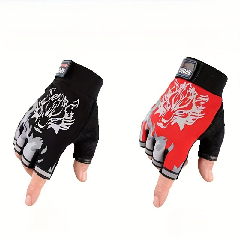 Gants de vélo, motif tête de loup
