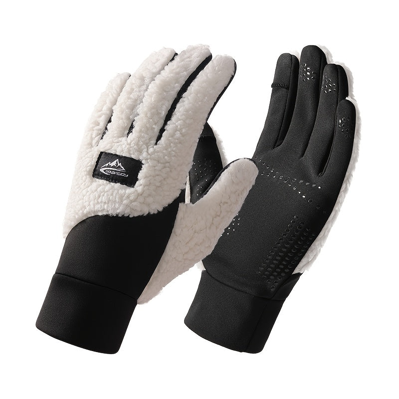 Gants bicolores beige