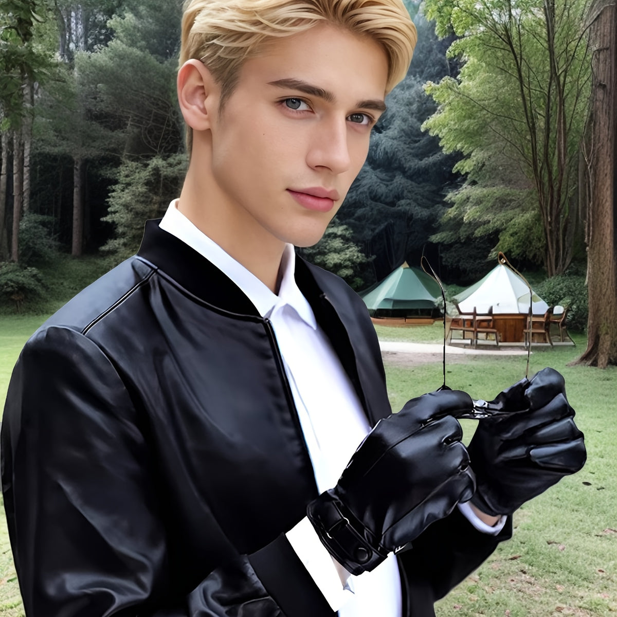 Gants homme cuir PU, vue détail