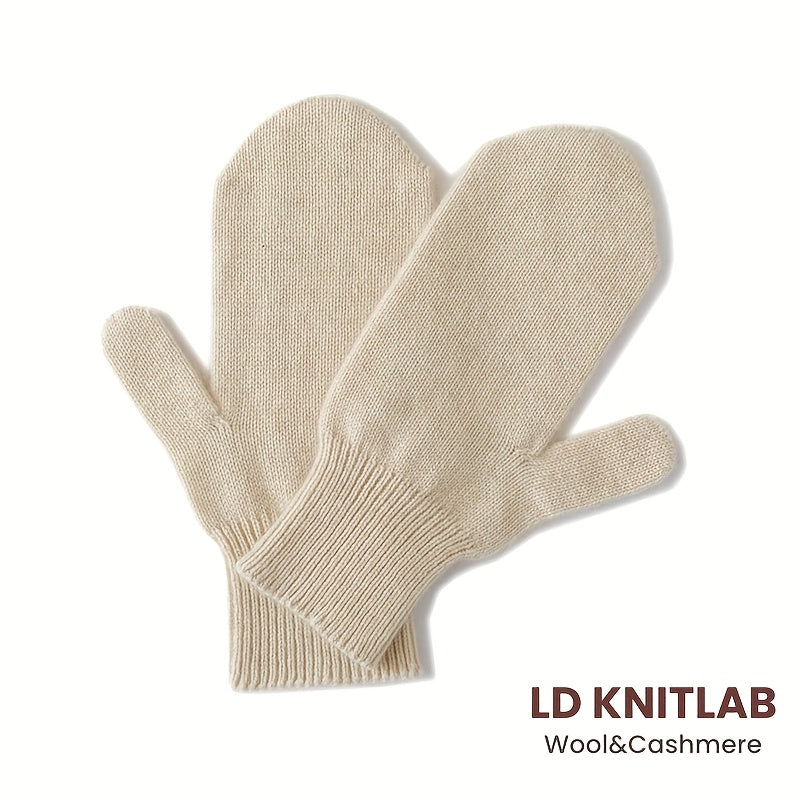Moufle femme laine et cachemire beige
