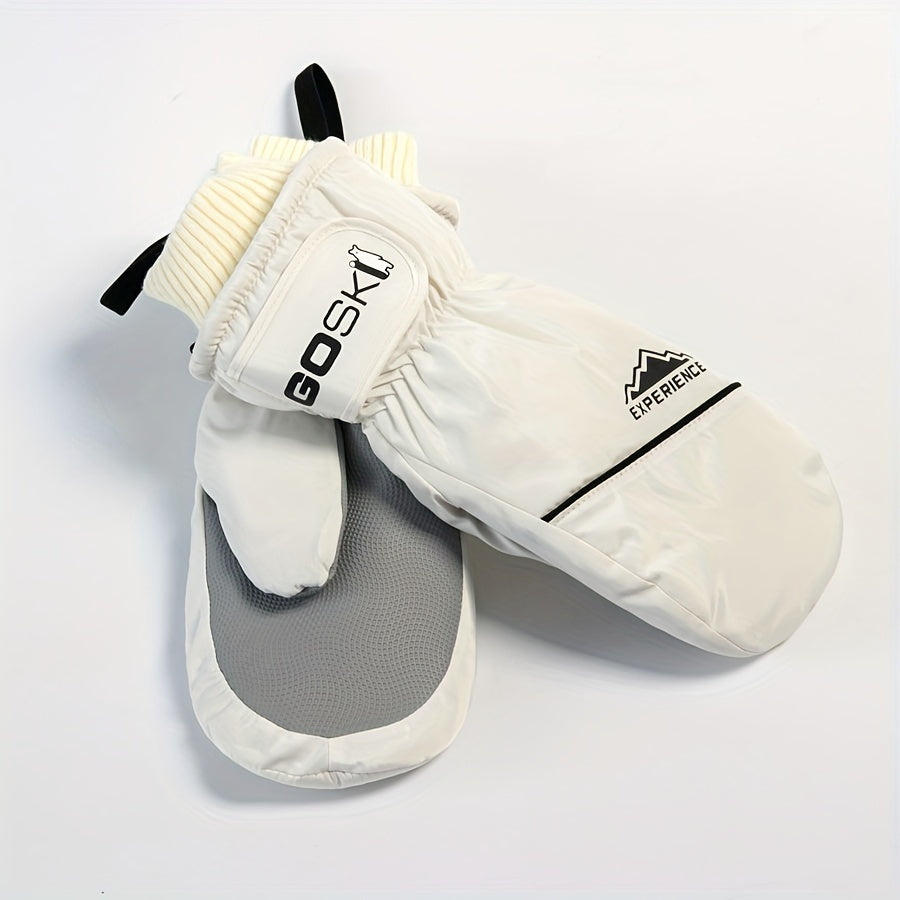 Gants de ski femme blanc, paume antidérapante grise