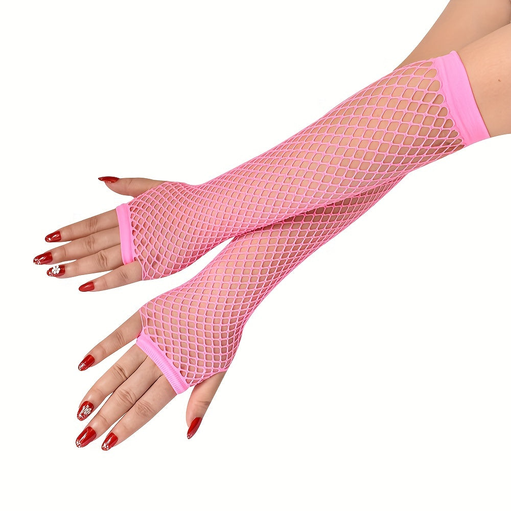 Mitaine femme longue résille coloris rose clair