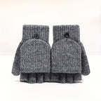 Gants enfant demi-doigts jacquard, coloris gris