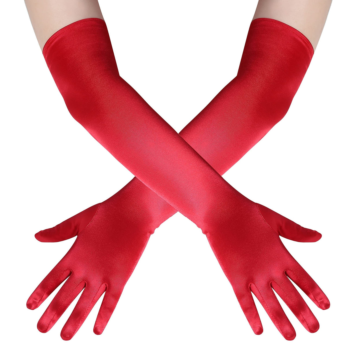 Gants longs femme satin, présentation des coloris