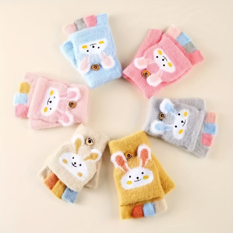 Gants enfant motif lapin et cœur, vue détail