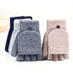 Gants enfant demi-doigts, rabat convertible boutonné sur le dessus