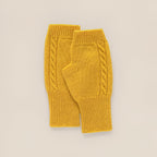 Mitaine femme en laine et cachemire, tricot torsadé et poignet côtelé