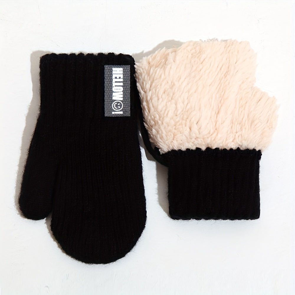 Gants enfant coloris noir, double couche