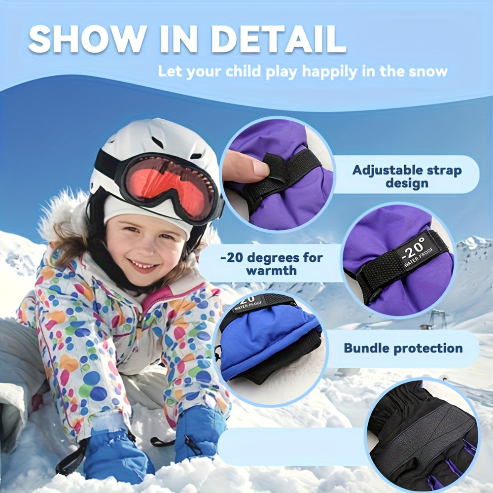 Détails des gants de ski enfant : sangle réglable et poignet resserré