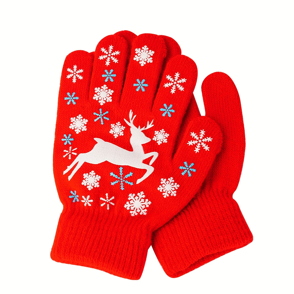 Gants enfant coloris rouge, tricot extensible