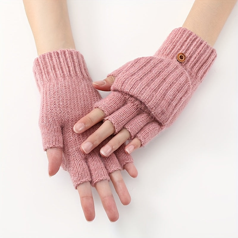 Mitaine femme convertible, détail du tricot côtelé