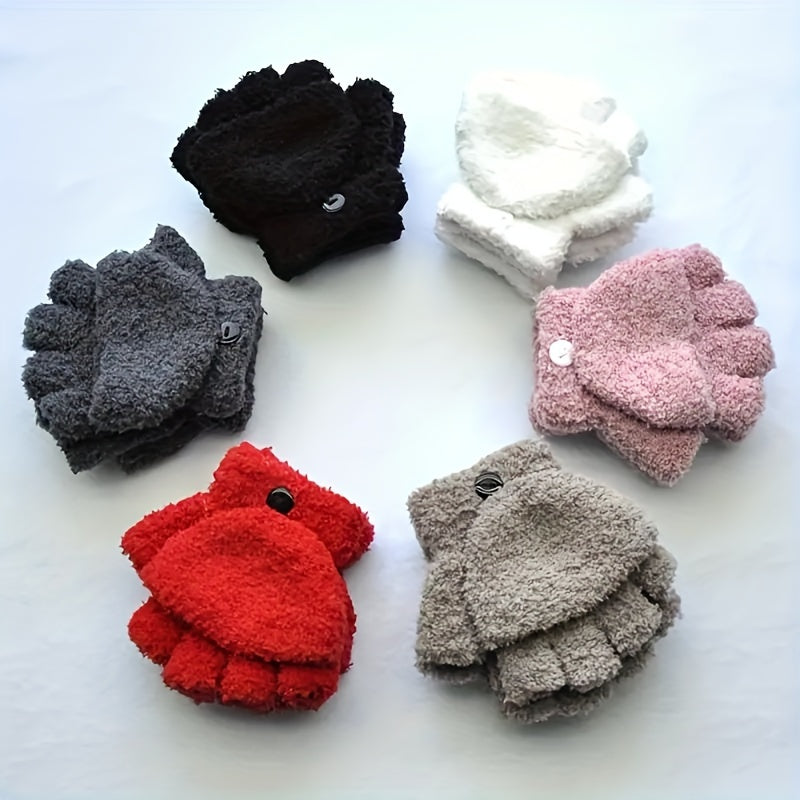 Gants enfant mi-doigts à rabat, vue détail
