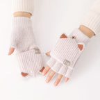 Mitaines enfant coloris beige, oreilles de chat