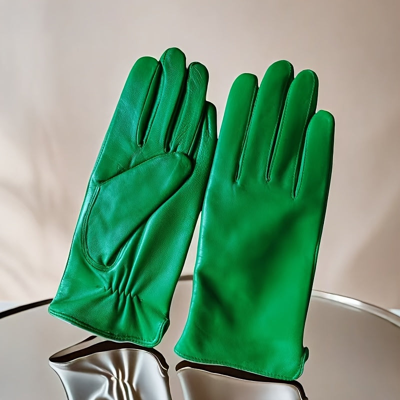 Gants cuir femme, vue portée