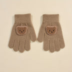 Gants enfant coloris kaki foncé, tricot extensible
