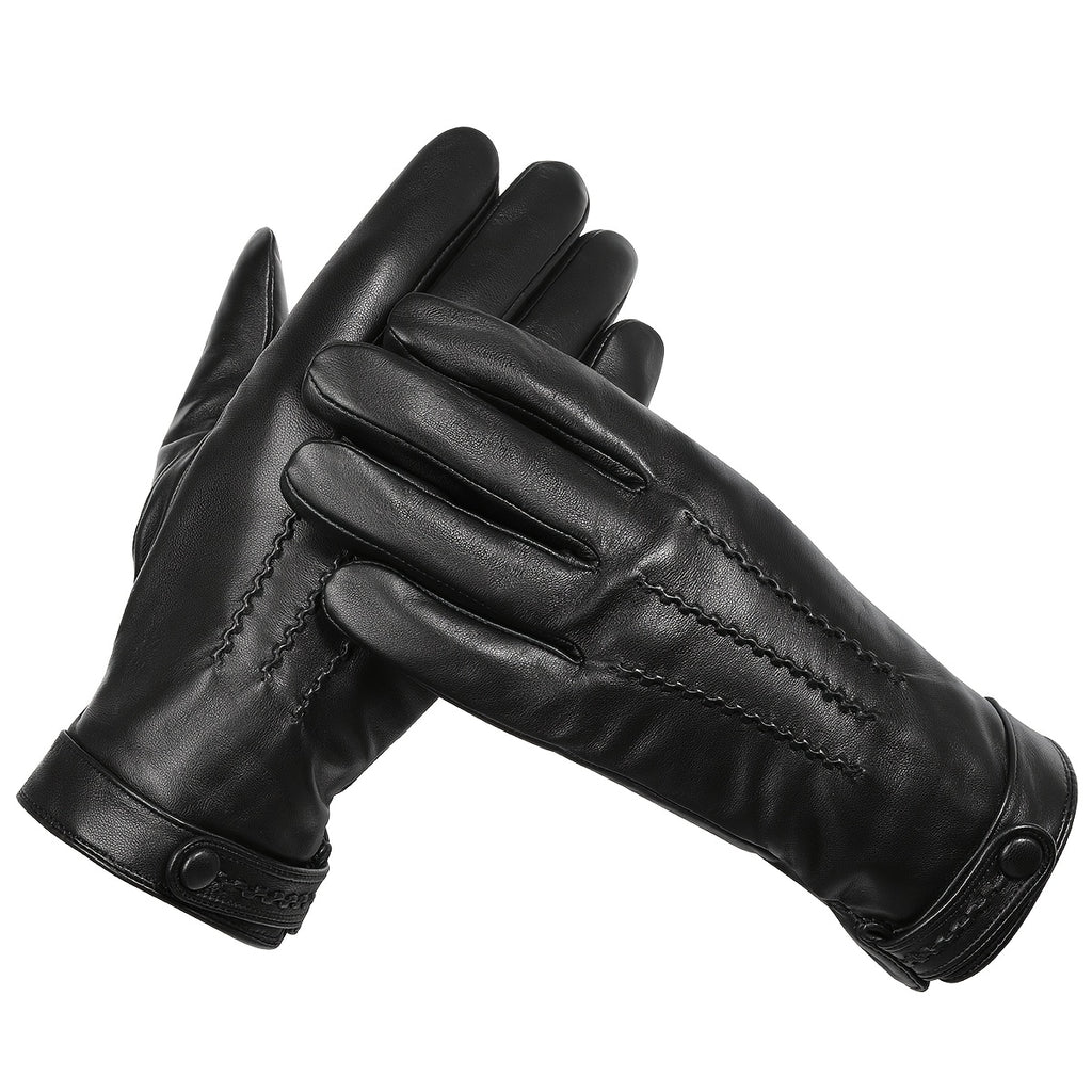 Gants homme cuir, coutures décoratives